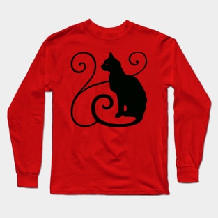 Black Cat - Witch Black Magic Cat Gothic Cat Design Long Sleeve T-Shirt